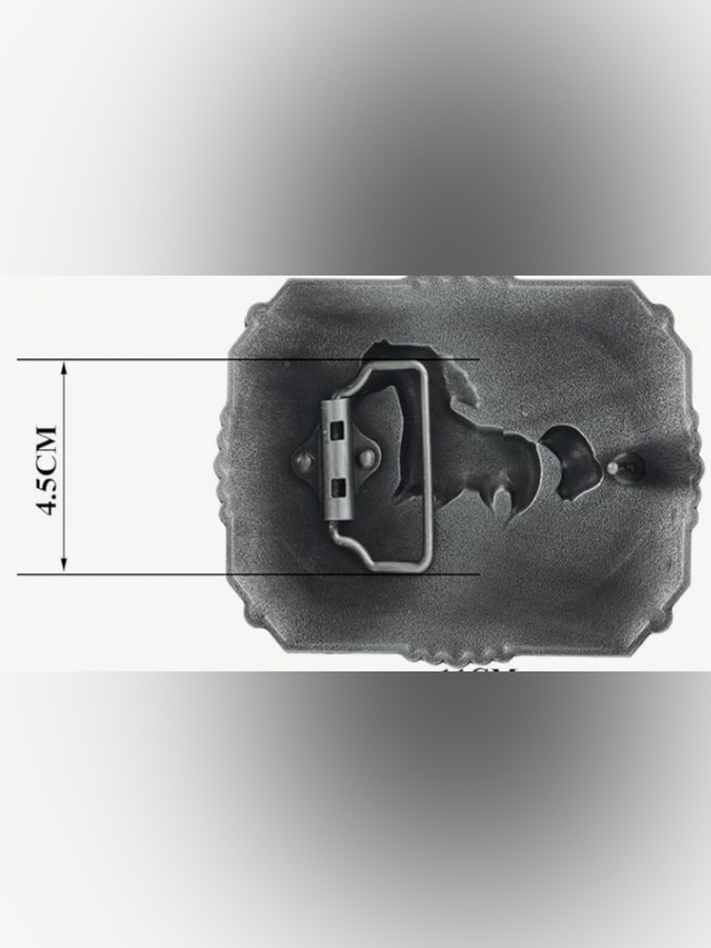 Western Horse Rectangle Belt Buckle - Dark Metal - Picture 2 of 3